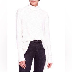 White Free People split back turtleneck